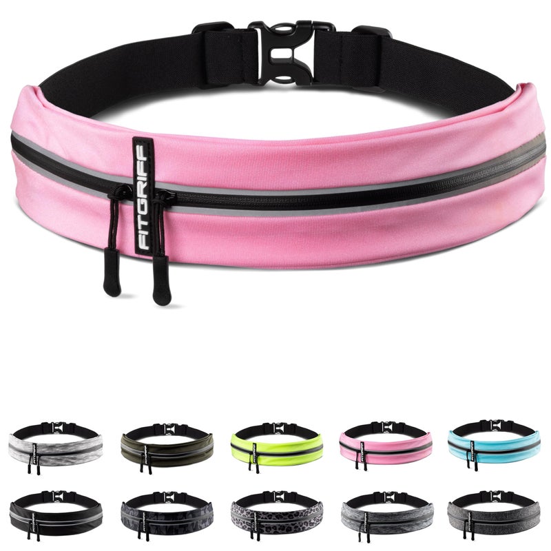 FitgriffÂ® Running Belt for Men & Women - Secure Jogging Pouch for Phone, Keys & Essentials - For All Cell Phones (Pink, 24.5" - 35.5" Waist Size) - Image 1